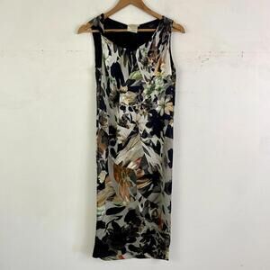 FUZZI brown black watercolor sleeveless shift dress